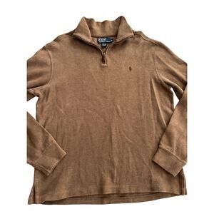 Polo Ralph Lauren Pullover Long-Sleeve 1/4-Zip Sweater Men's M Brown Cotton